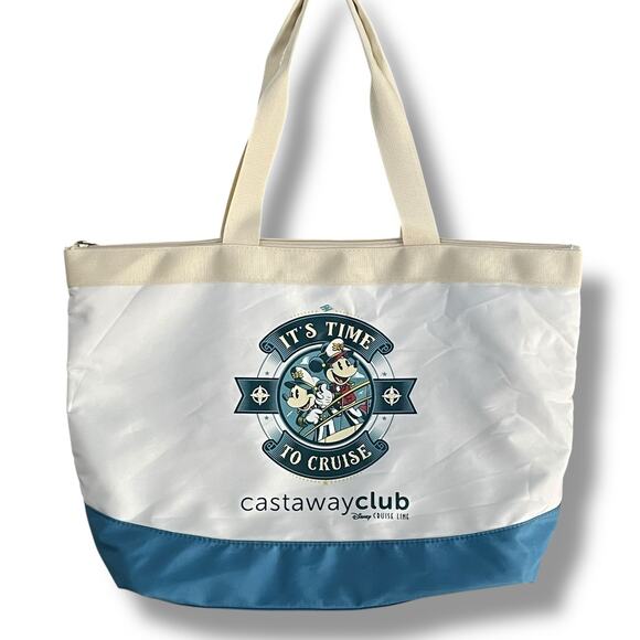 Disney Cruise Line Castaway Club Tote Bag Time To Cruise Full Zip Pocket Mickey - Picture 11 of 11